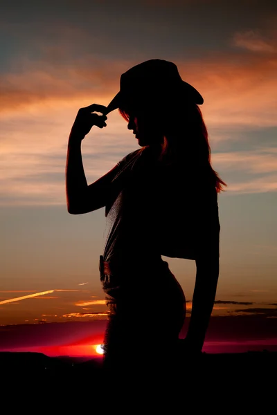 Silhouette donna cowgirl faccia sinistra — Foto Stock