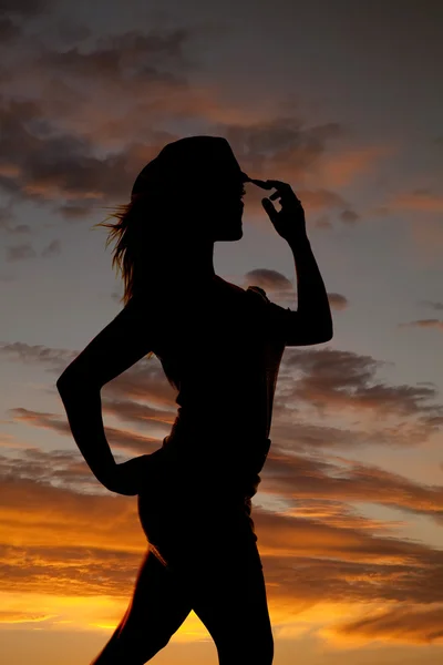 Silhouette woman cowgirl face right — Stock Photo, Image
