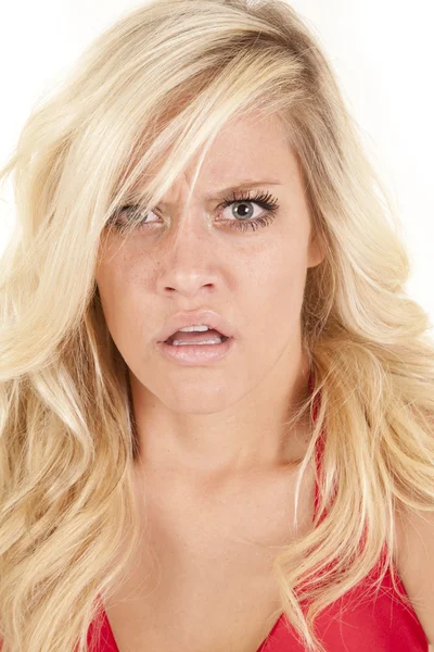 Woman anger face red — Stock Photo, Image