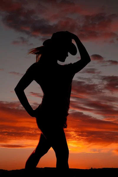 Woman silhouette cowgirl — Stock Photo, Image