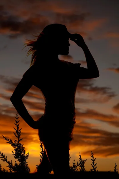 Woman silhouette woman face right cowgirl — Stock Photo, Image