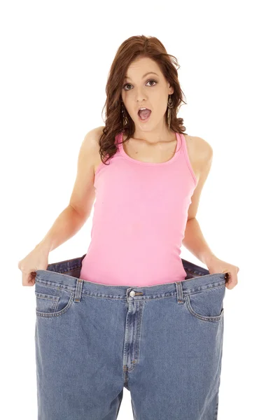 Top rosa pantaloni grandi sorpreso davanti — Foto Stock