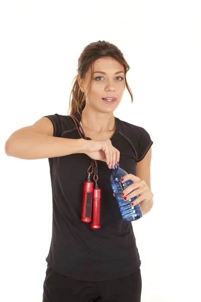 Jump rope water bottle — Stock Photo, Image