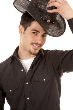 Cowboy in black with hat clipart