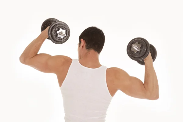 Back of man working out in a tank top — Stock Photo, Image
