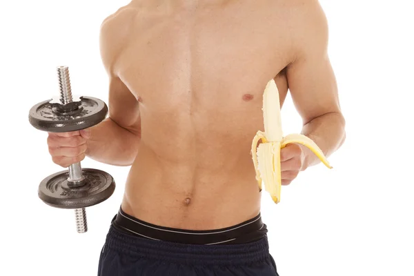 Corpo do homem peso da banana — Fotografia de Stock