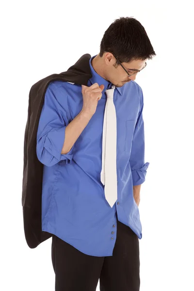 Business man jacket over shoulder — Stock Photo, Image
