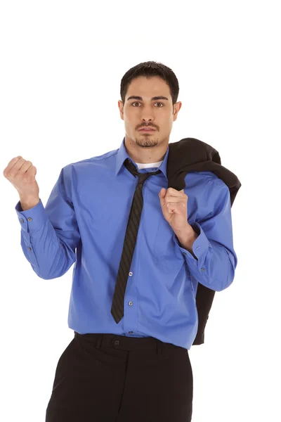 Obchodní muž bunda rameno frustrovaný, hledá — Stock fotografie