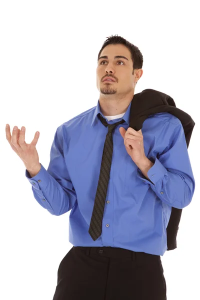 Homem de negócios jaqueta ombro frustrado — Fotografia de Stock