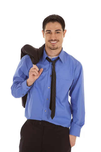Obchodní muž bunda rameno úsměv — Stock fotografie