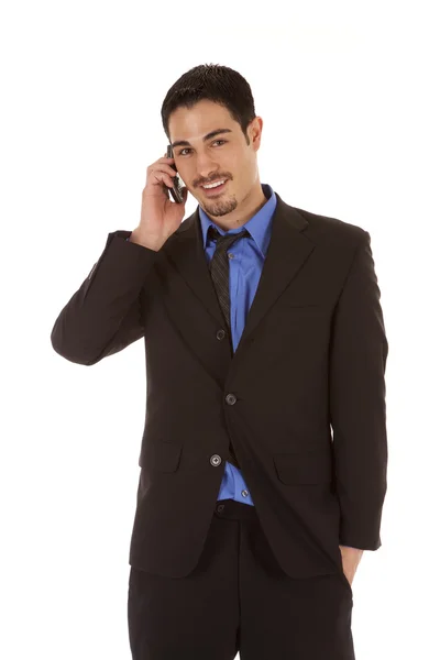 Hombre de negocios en la sonrisa del teléfono celular —  Fotos de Stock