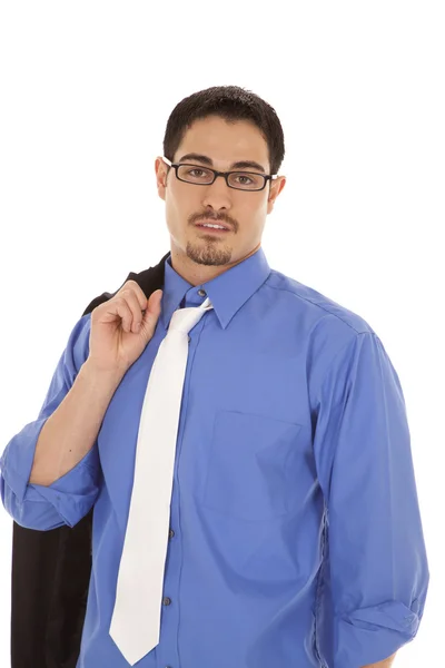 商务男人肖像蓝色衬衫 — 图库照片