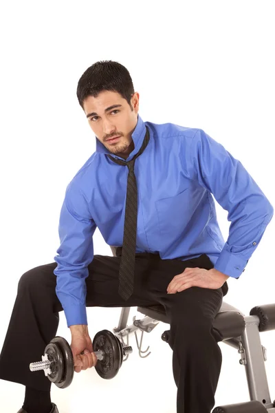 Business man weights serious — Stock Photo, Image