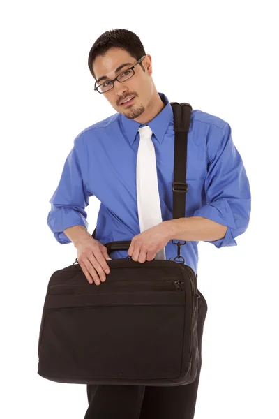 Hombre de negocios con bolsa buscando — Foto de Stock
