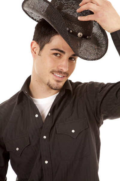 Cowboy in black with hat