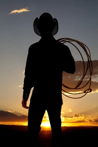 Cowboy silhouette rope shoulder — Stock Photo, Image