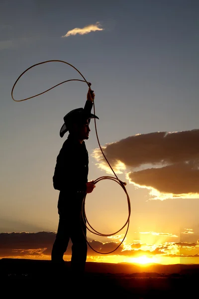 Cowboy silhouette roping — Stock Photo, Image