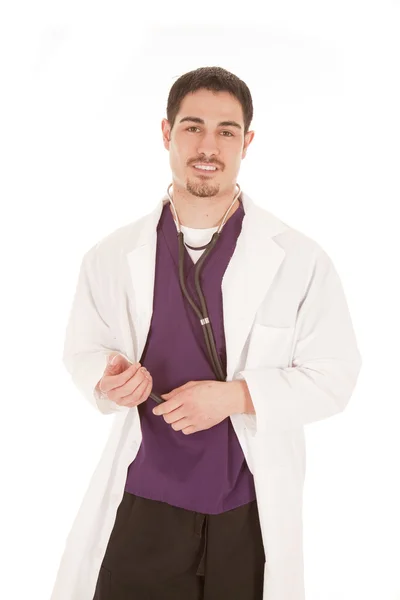Medico in piedi con stetoscopio — Foto Stock