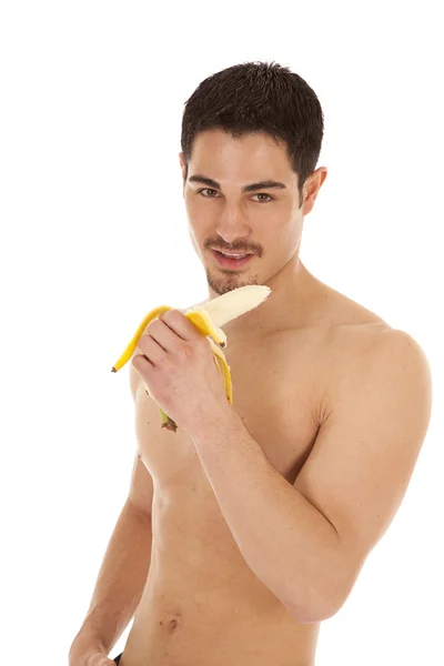 Man eten banaan — Stockfoto