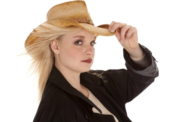 Seriöses Cowgirl schwarz — Stockfoto