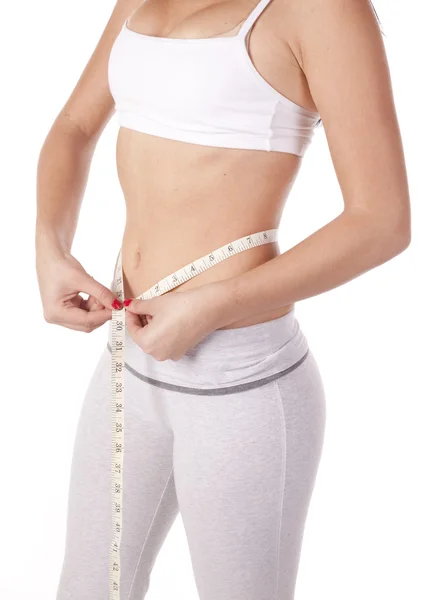 Slim measuring waist body — Stock Photo, Image