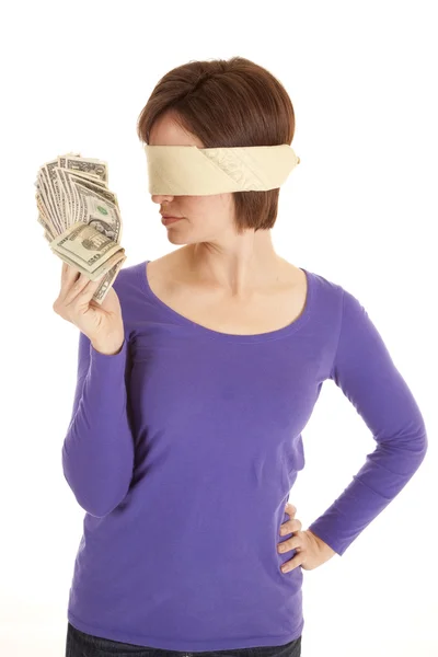 Blind fold fan money — Stock Photo, Image