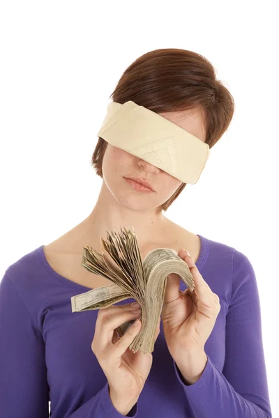 Contar dinheiro dobra cega — Fotografia de Stock