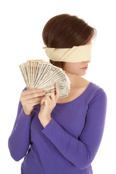 Fan money blind fold — Stock Photo, Image