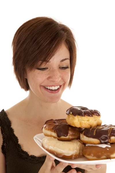 Prato feliz de donuts — Fotografia de Stock