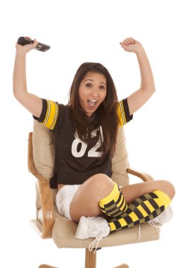 Football fan hands up remote clipart