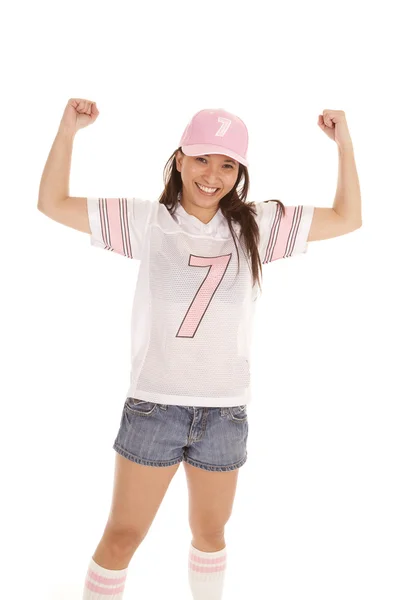 Football happy arms up — Stock Photo, Image