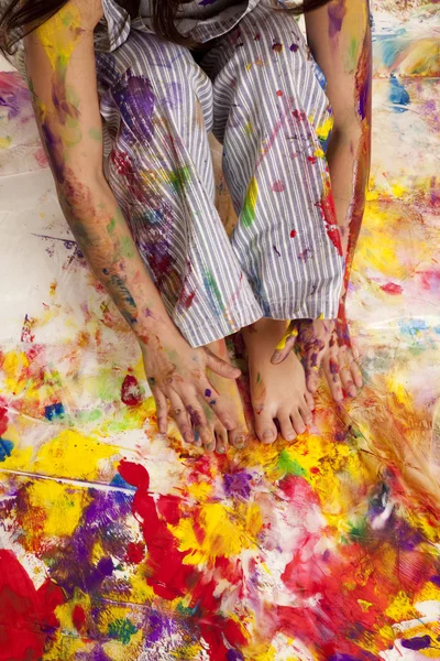 Paint on hands and feet — Stock Photo, Image