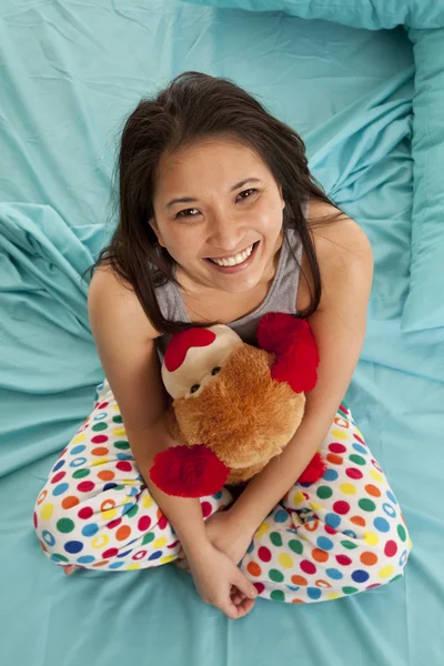 Pajamas bear top view happy — Stock Photo, Image