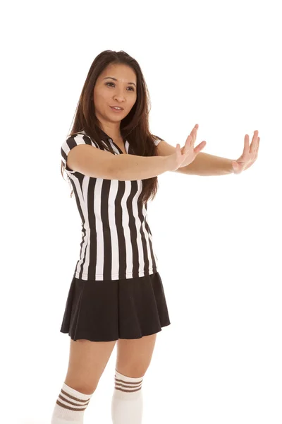 Mujer árbitro empuje — Foto de Stock