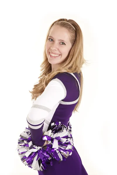 Cheerleader vista laterale sorriso — Foto Stock