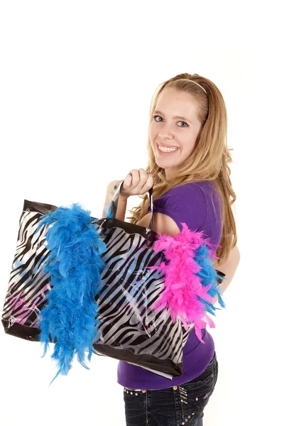 Girl shopping bag smile — Stock Photo, Image