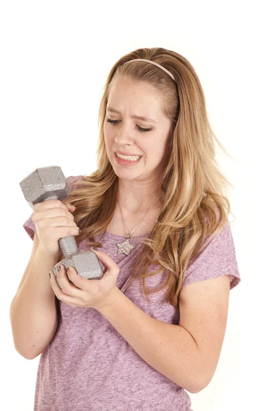 Girl weight hold — Stock Photo, Image