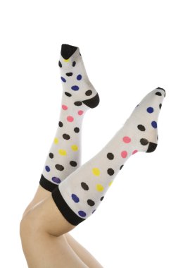 Polka dot socks on legs clipart