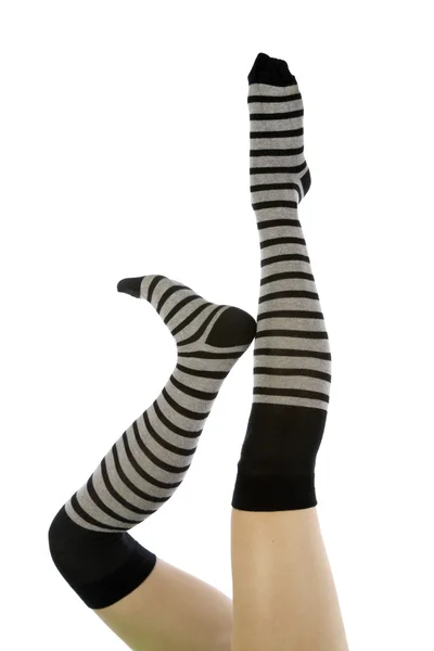 Zwarte en grijze lange sokken — Stockfoto
