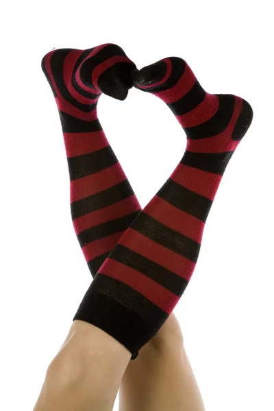 Schwarze und rote Socken Herz — Stockfoto