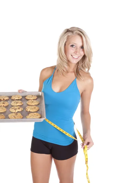 Blauwe top cookies tape glimlach — Stockfoto