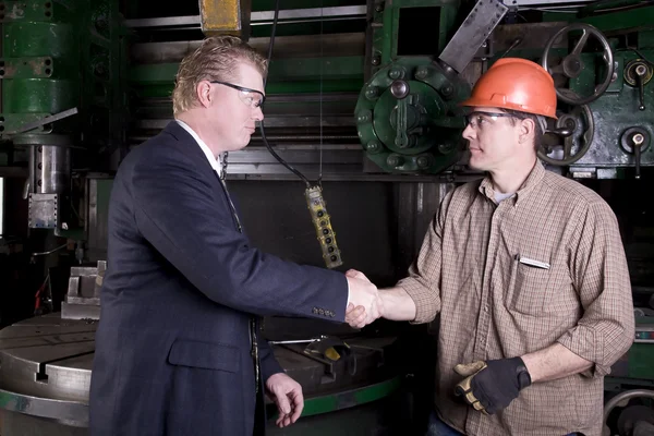 Boss worker shaking hands — Stock Photo, Image