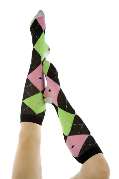 Diamond socks foot on calf — Stock Photo, Image