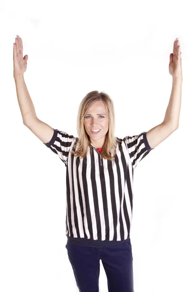 Ženské rozhodčí volání touchdown — Stock fotografie