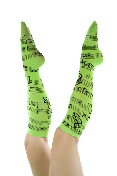 Calcetines verdes hacia arriba — Stockfoto