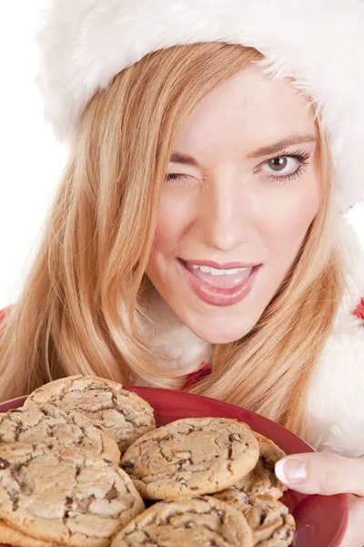 La señora Santa galletas guiño — Foto de Stock