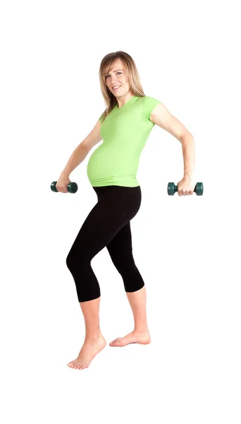 Pregnant weights arms down. — Stock Photo, Image