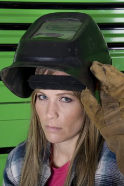 Serious expression welder clipart