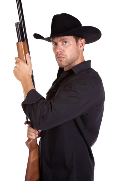 Serious man rifle — Stock Photo, Image
