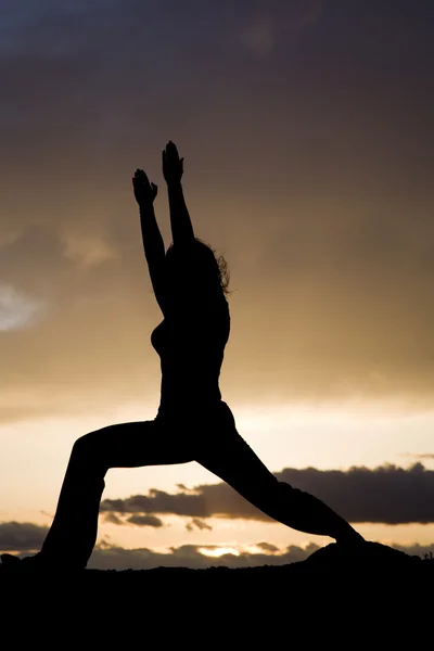 Silhouette yoga pose — Stock Photo, Image